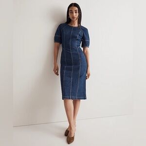 Brand new Madewell Denim Puff-Sleeve Midi Dress